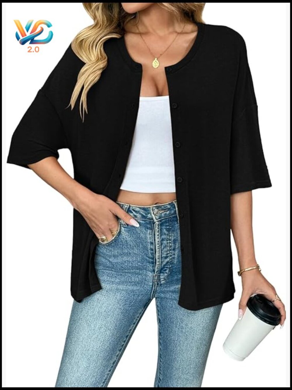 Women Oversized Short Sleeve Cardigan Button Down Lightweight Knit Summer Top